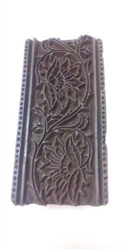 Vintage single wood handmade carved beautiful 2 flower big wooden printing block for sale