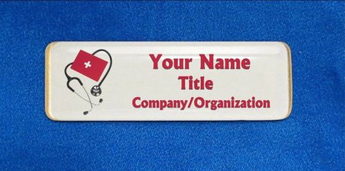 Stethoscope Custom Personalized Name Tag Badge ID Medical Nurse Doctors Office