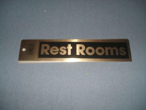 Peel n stick self adhesive black &amp; gold rest rooms door sign office or business for sale