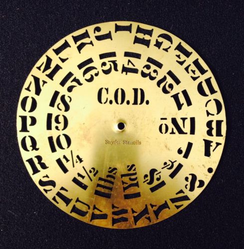 Vintage brass stencil round dial a letter number symbol for sale
