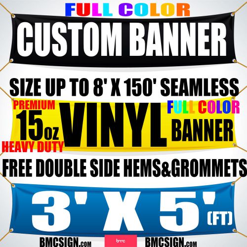 3&#039;x5&#039; Full Color Custom 15OZ Vinyl Banner(Free HEMS&amp;GROMMET)