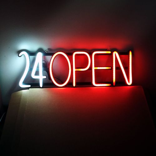LED Neon Art Sign Light 24 Hour OPEN Sign Shop Display Window Gift Interior #4
