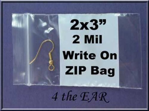 Zip Lock Bags 2&#034; x 3&#034; Write-On Clear Recloseable - 100