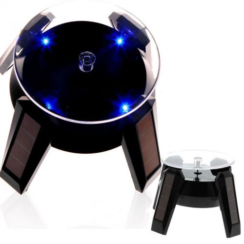 Solar 360 Turntable Rotating jewelry watch phone ring display stand /w LED light