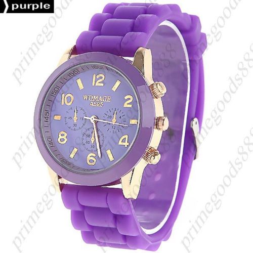 Unisex quartz wrist watch with round case in purple free shipping wristwatch for sale