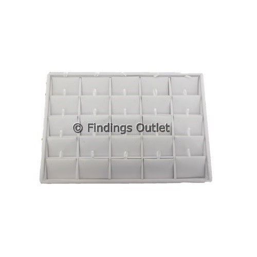 Medium Size Stackable 25 Pair White Faux Leather Earring Pad Tray