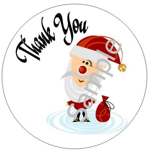 Christmas santa #16 ~ thank you  - 1&#034; sticker / seal labels for sale