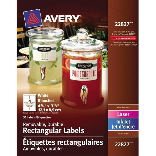 Avery removable durable rectangular labels -3.5&#034;wx4.75&#034;l - 32 / pack for sale