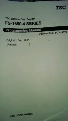 Toshiba TEC FS-1650-4 Cash Register Programming Manual