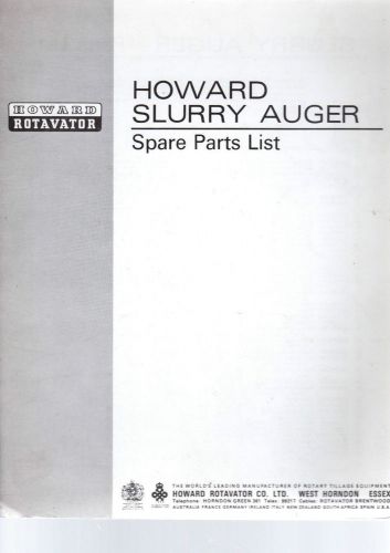 Howard Slurry Auger  Spare Parts List 1470E