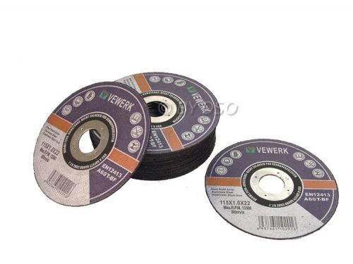 BERGEN 10 Pack Flat Centred Stainless Steel Cutting Discs For 4.5 &#034;Angle Grinder