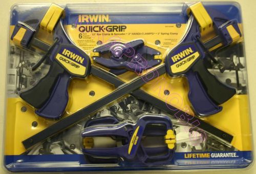 New - irwin 6 piece quick grip set - two 12&#034; inch bar clamps &amp; 4 smaller clamps for sale