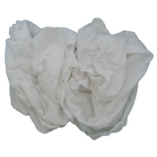 White Knit T-Shirt Rags, 10LB Box (Polo Bleached wiping rags)