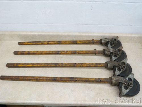Lot of 4 Scaffolding Poles With Attached Locking Wheels Nice!