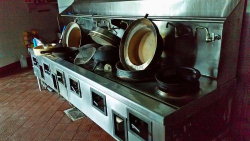 16ft Chinese Wok Natural Gas Range Asian 6 Hole Bowls Burners Stove Used Chamber