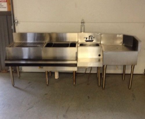 Krowne kr18-w65-8 stainless bar sink 90&#034; w/corner drainboard heating coiled tub for sale
