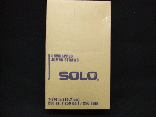 Solo 7 3/4&#034; Unwrapped Clear Straws 250 Per Box New