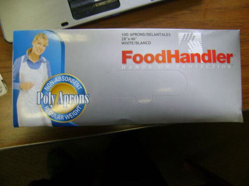 100 FOODHANDLER WHITE 28&#034;X46&#034; DISPOSABLE POLY APRON W/ LONG TIES FOOD RESTURANT