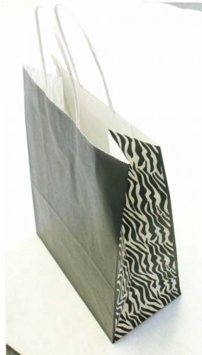 250 Twist Handle Kraft Zebra Stripe Side Debbie Paper Retail Shopping Bags