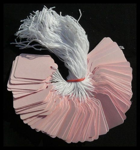 100 PINK Strung Price Tags 42 x 27 mm Traditional Tie On Swing Tags FREE POST