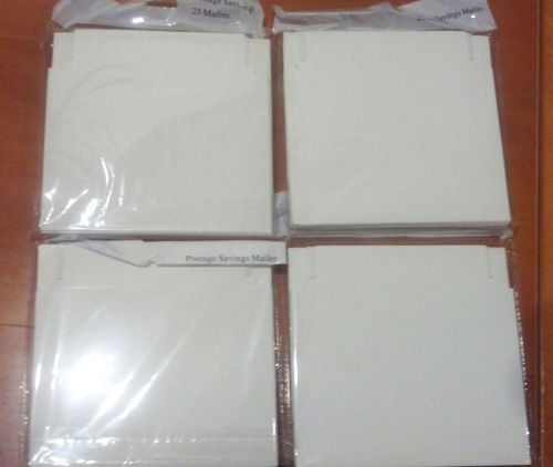 100 6 x 6 &#034; Rigid CD DVD media/Photo White Cardboard Envelope Mailers Stay Flat