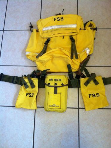 Wildland firefighting pack with harness, fire shelter, canteen covers, fss for sale