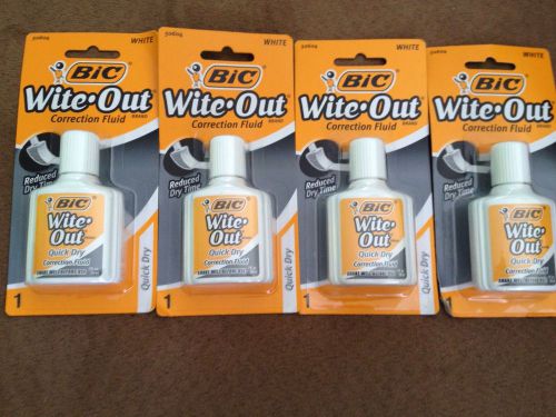 Brand New BIC wipe it White Out Correction Fluid quick dry 0.7 oz lot of 4