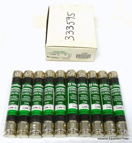 Box of 10 littelfuse llsrk-15 class-rk1 powr-gard time-delay fuse 15a 600v *new for sale