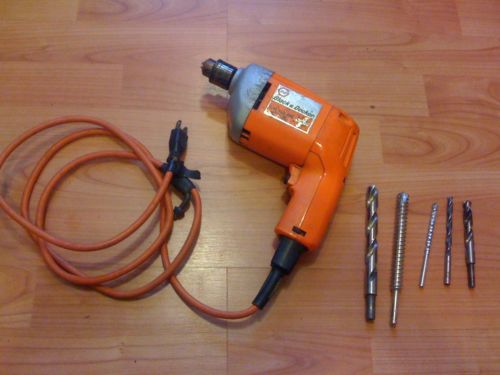 BLACK &amp; DECKER 7090 1/4&#034; Variable Speed DRILL and BITS GOOD OLD TOOLS