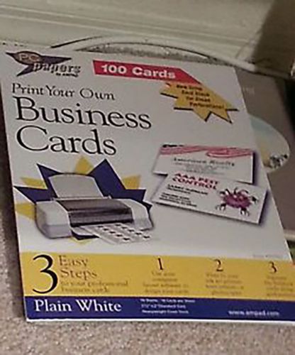 Pc Papers Business Cards, Inkjet, 2&#034;x3-1/2&#034;, 100/PK, White Plus Bonus