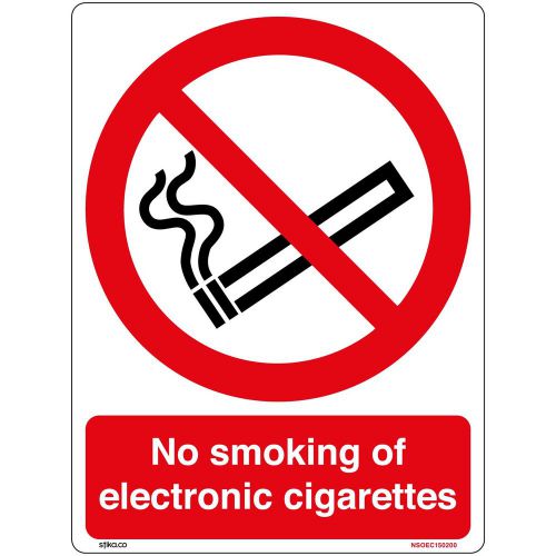 No smoking of electronic cigarettes sign 20x15cm warning sticker or window decal for sale