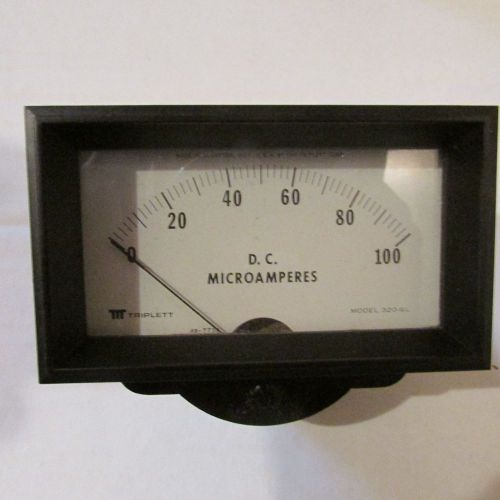Triplett Panel Meter,  0 - 100 D.C. Microamperes, Model 320-GL