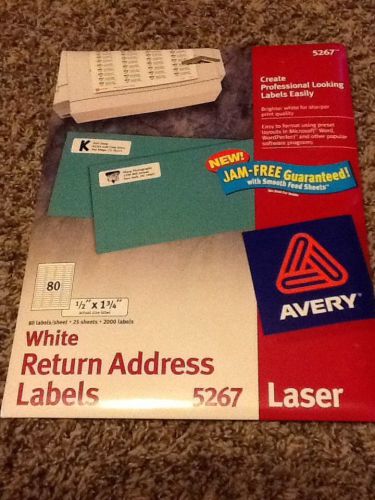 NIB - Avery Jam Free Laser Labels ~Return Address 1/2&#034; x 1 3/4&#034; 2000 (5267)