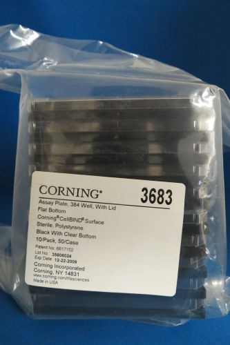 Pk/10 Corning 384 Well Black Assay CellBIND Plates w/ Lid # 3683