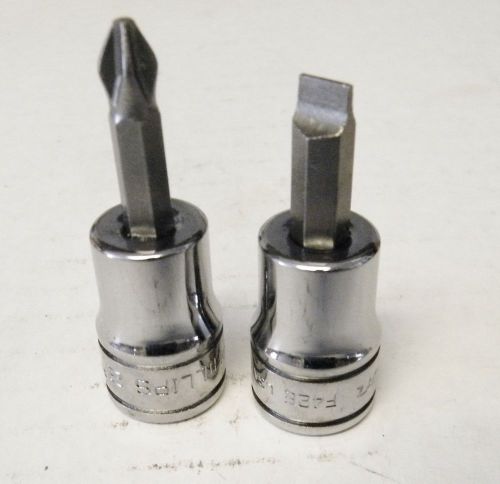Snap-on NEW 3/8&#034;dr  Phillips &amp; Flat Head Driver Sockets