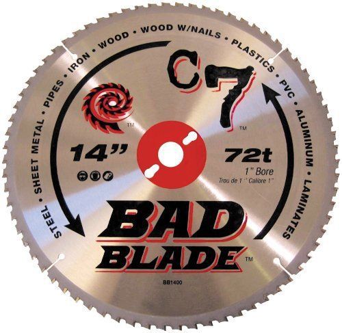 KwikTool USA BB1400 C7 Bad Blade 14-Inch 72 Tooth With 1-Inch Arbor
