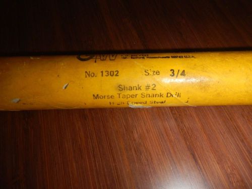 Morse 3/4&#034; #2 Taper Shank 9 3/4&#034; Long Drill Bit high speed steel .750 Mod #1302