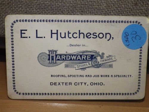 Antique Business Card E.L. Hitcheson Dealer In Hardware Stove And Tinware LSDO30
