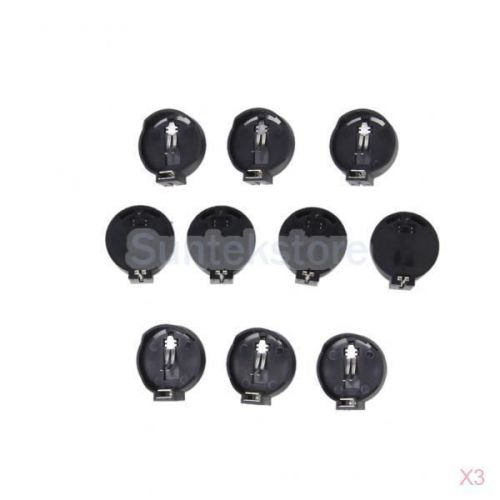 30Pcs CR2032 Button Coin Cell Battery Socket Holder Dock Connector Case Black