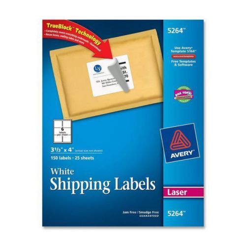 Avery Shipping Labels for Laser Printers - 5264 Opened #72 Labels Only. 12 Sheet