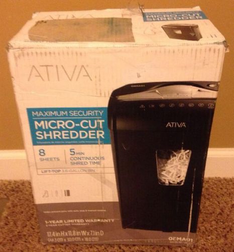Ativa 8-Sheet Micro-Shredder, 08MA01 Brand New Open Box!