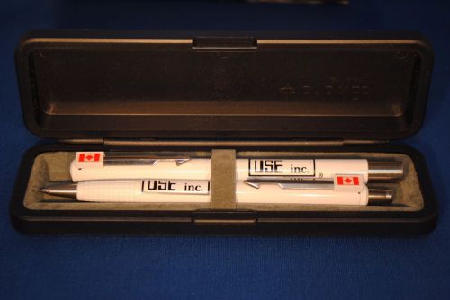 PARKER Vector Ball Point Pen &amp; Mechanical Pencil Set w Case White Chrome Use Inc