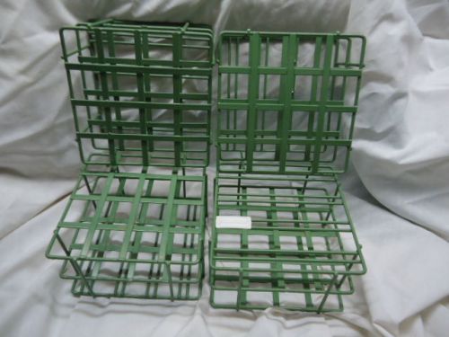 4 Scienceware Green Epoxy-Coated Wire 16 Position Tube Rack