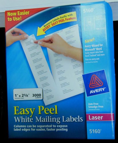 AVERY 8160 INK JET EASY PEEL WHITE ADDRESS LABELS 86 SHEETS 2580 LABELS