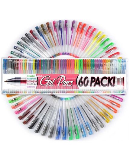 Top Quality Gel Pens (Pack of 60) by Top Quality Gel Pens NEW BRAND