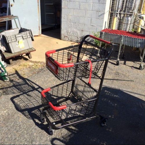 2 Tier SHOPPING CARTS Metal Black Red Liquor Store Nursery Used Fixtures Grocery