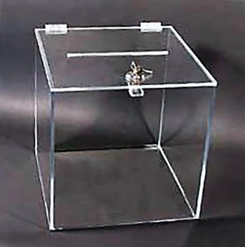 Large clear acrylic Ballot Box with camlock and key 12&#034; cube lucite plexiglass