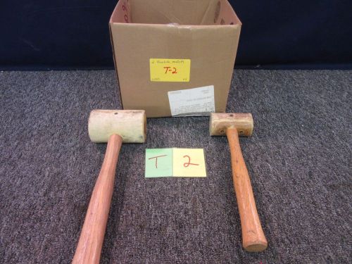 2 HAMMERS HAMMER MALLETS RAWHIDE WOODEN WOOD TOOL 1.7 LBS 11 OZS MILITARY USED