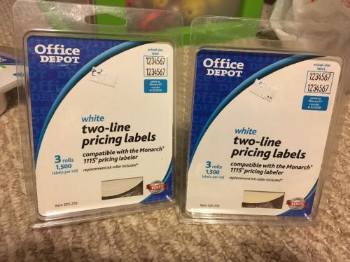Office Depot White Two-Line Pricing Labels 3 Rolls- X2 1500 labels per