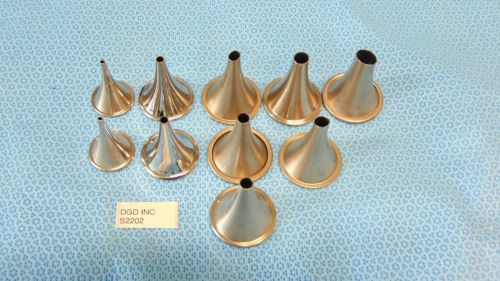 Lot Of 10 Assorted Sizes Ear Speculum Karl Storz &amp; JedMed (some unmarked) S2202